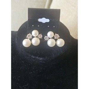 J.CREW Pearl and Crystal Stud Earrings NWOT